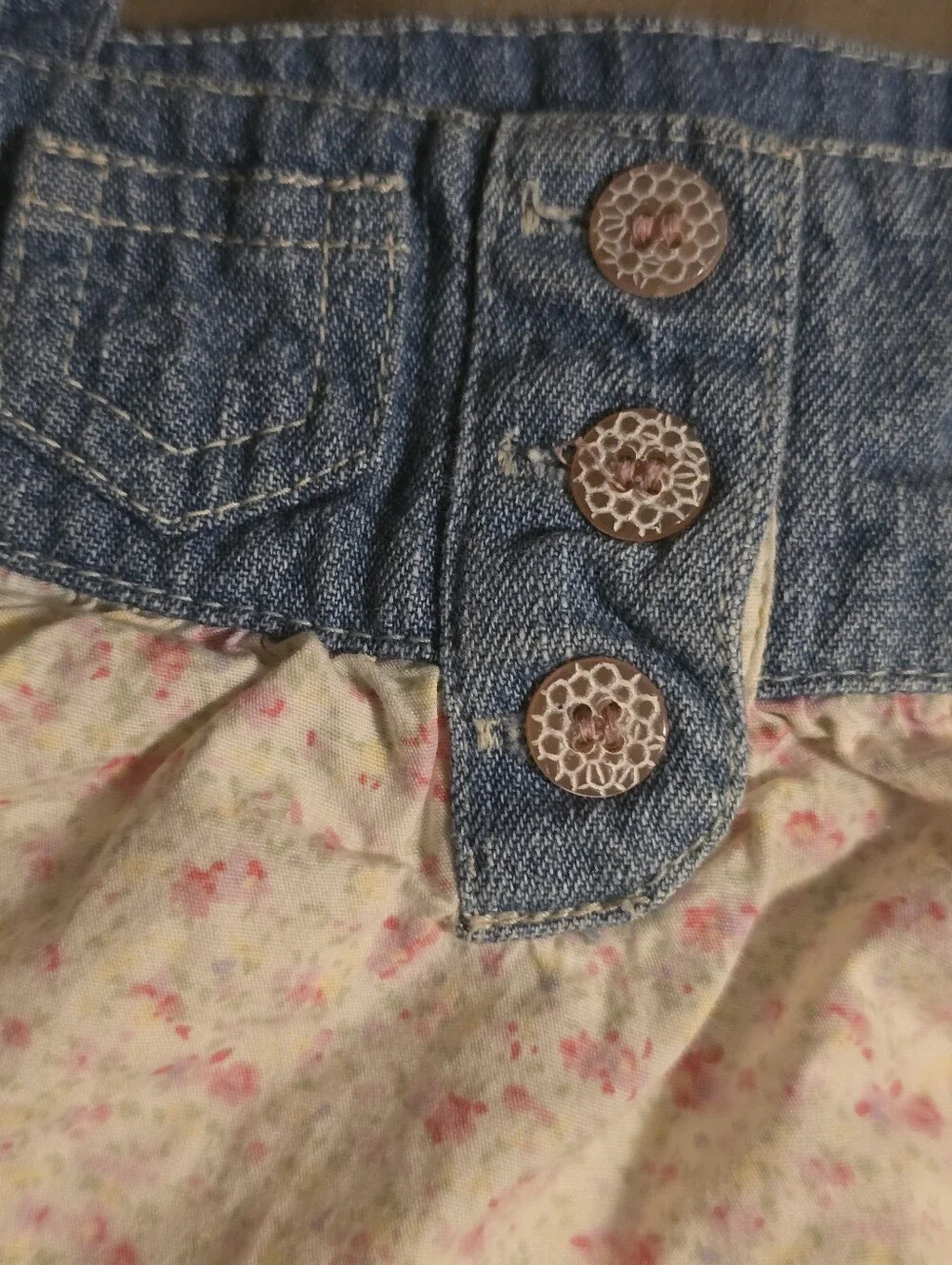 Vintage Upcycle Blue 6-12M Denim Floral Swing Top Tank Cami Y2K